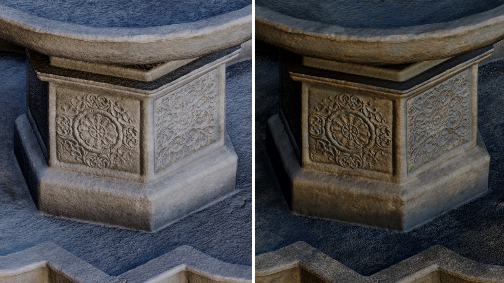 Vatican Square Water Fountain old dirty Low-poly 3D model_1