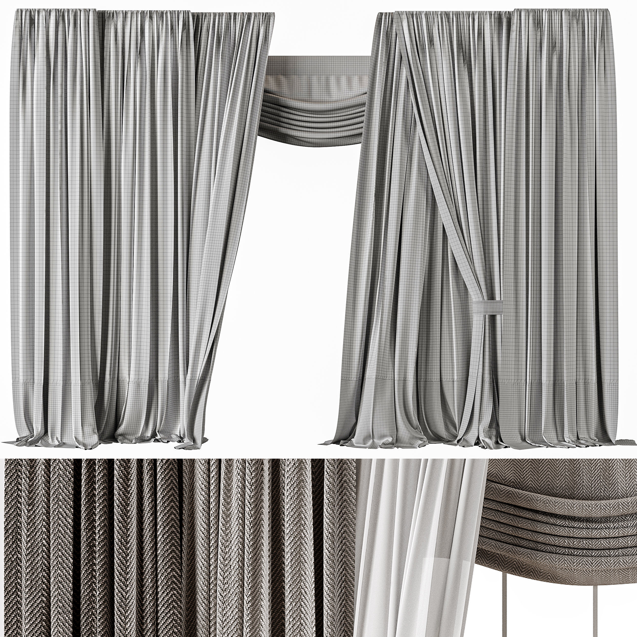 Curtain modern 8 3D model_2