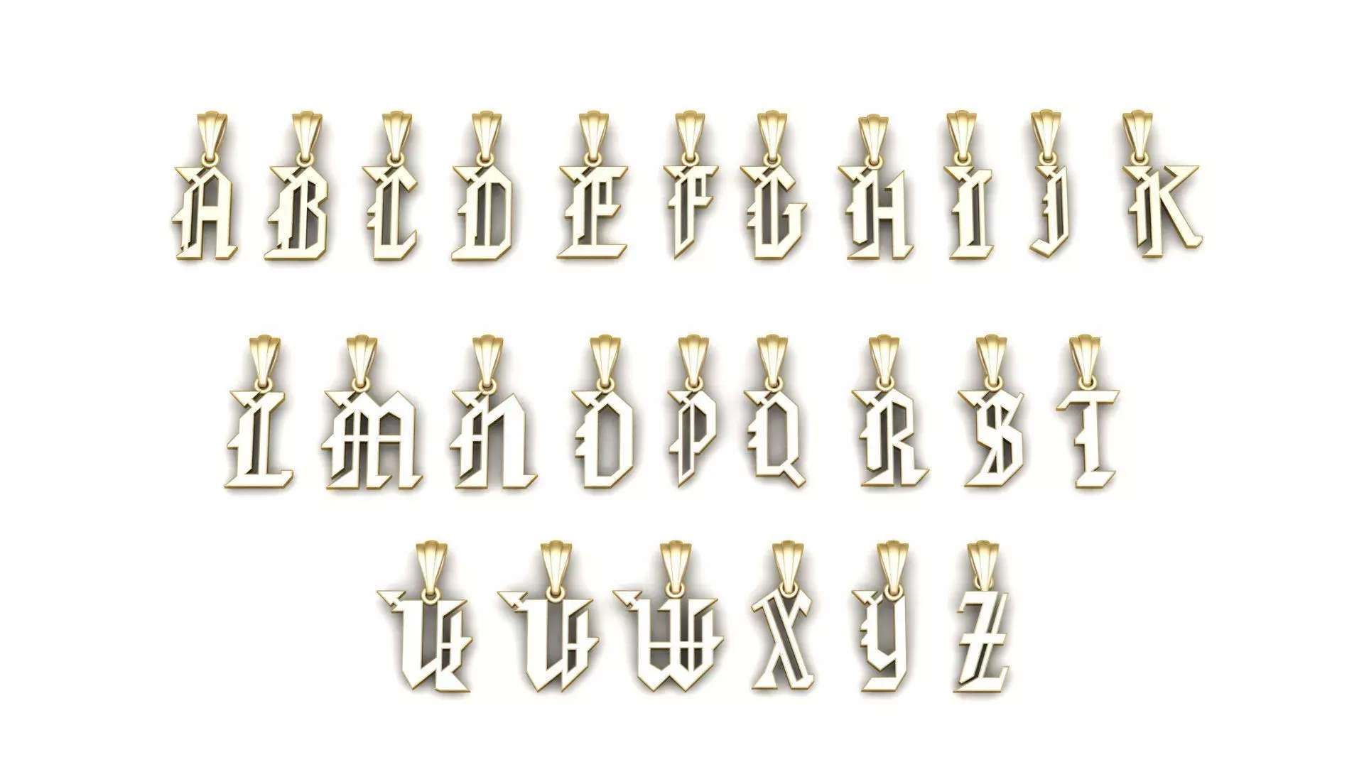 Alphabet A to Z Pendants 3d Printable Model 3D print model_0