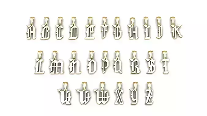 Alphabet  A to Z Pendants 3d Printable Model 3D print model