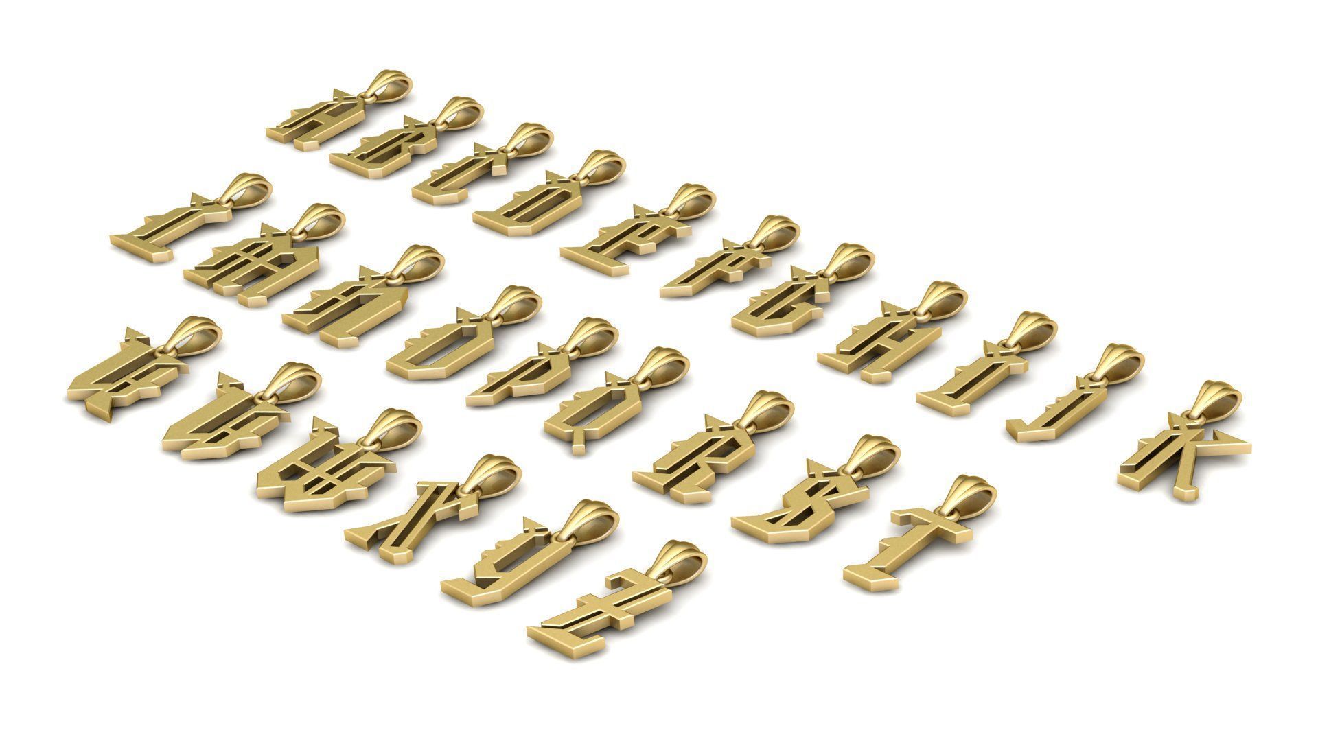 Alphabet A to Z Pendants 3d Printable Model 3D print model_1