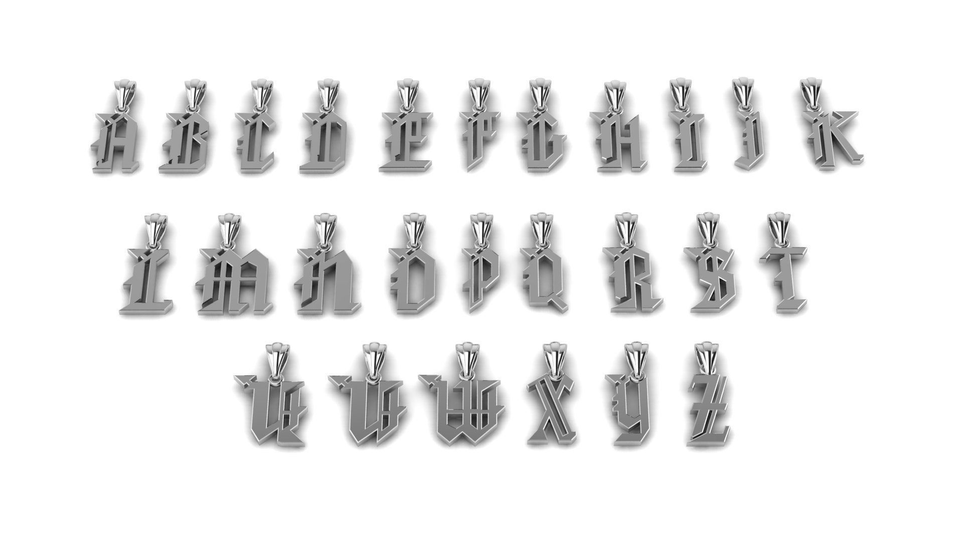 Alphabet A to Z Pendants 3d Printable Model 3D print model_4
