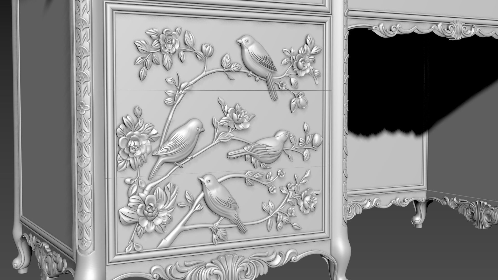 Dressing Table  for CNC Bedroom furniture 3D model_6