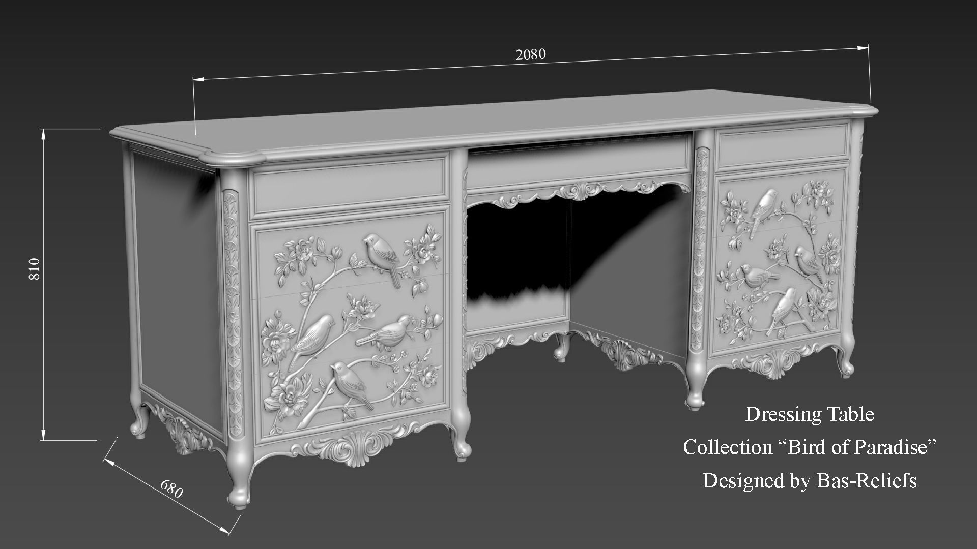 Dressing Table  for CNC Bedroom furniture 3D model_2