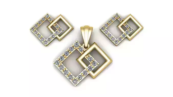 Women Fashion Square diamond Pendant 3d printable Model