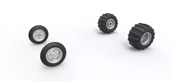 Wheel set of Vintage Sand Rail buggy Scale 1 to 25