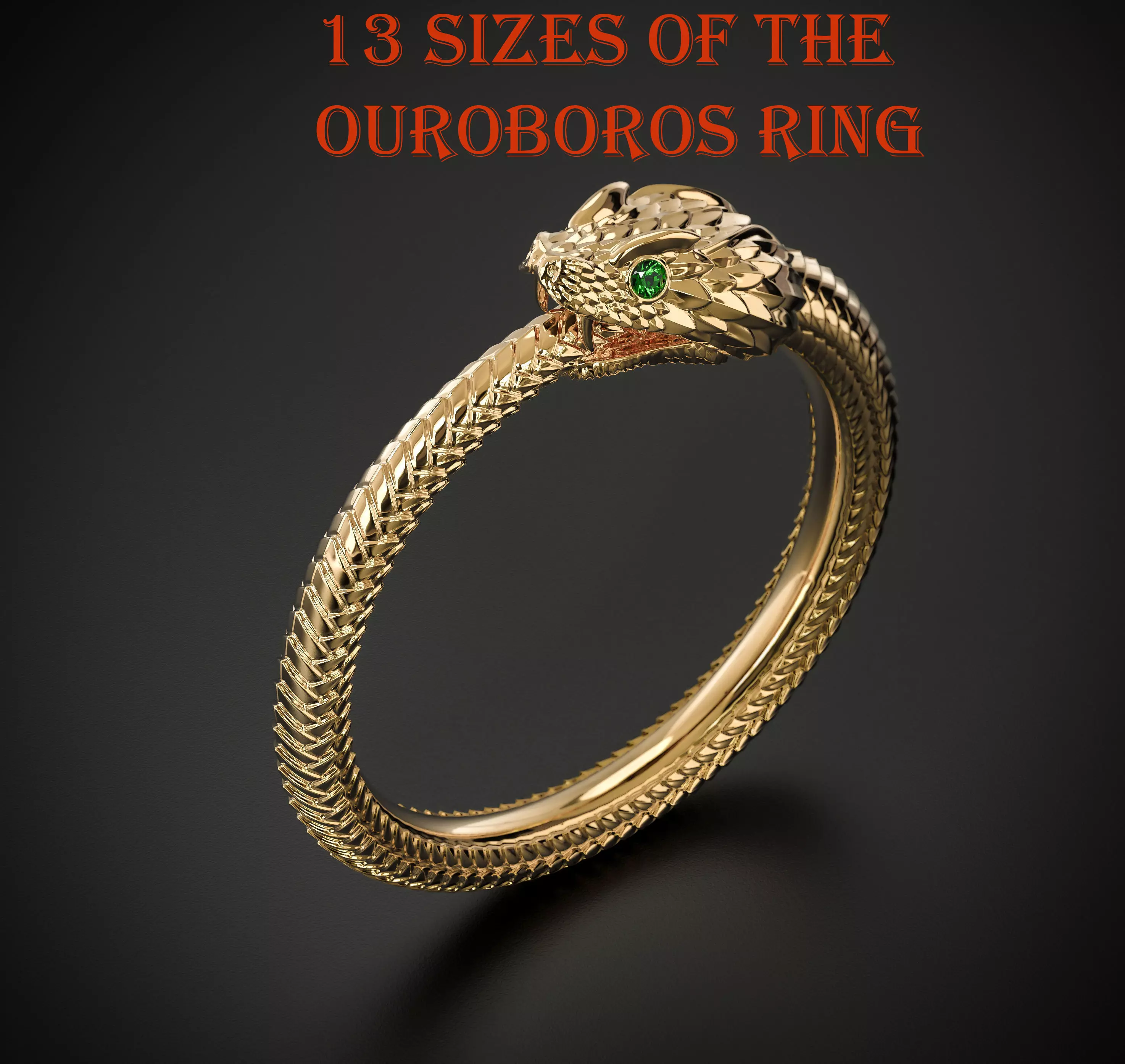 SET OF 13 SIZES THE OUROBOROS JEWELRY SNAKE RING 3D print model