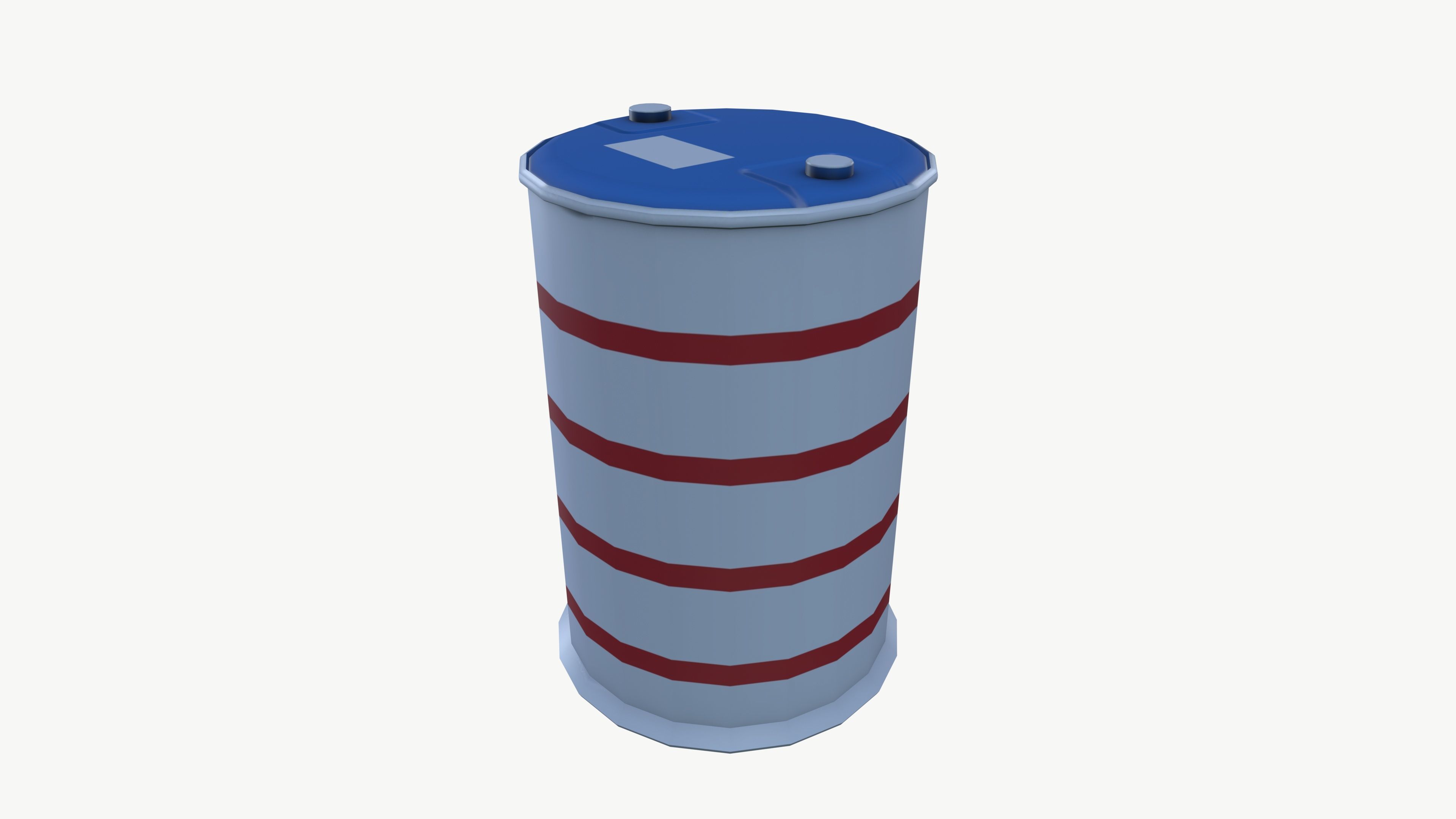 plastic barrel Low-poly 3D model_2