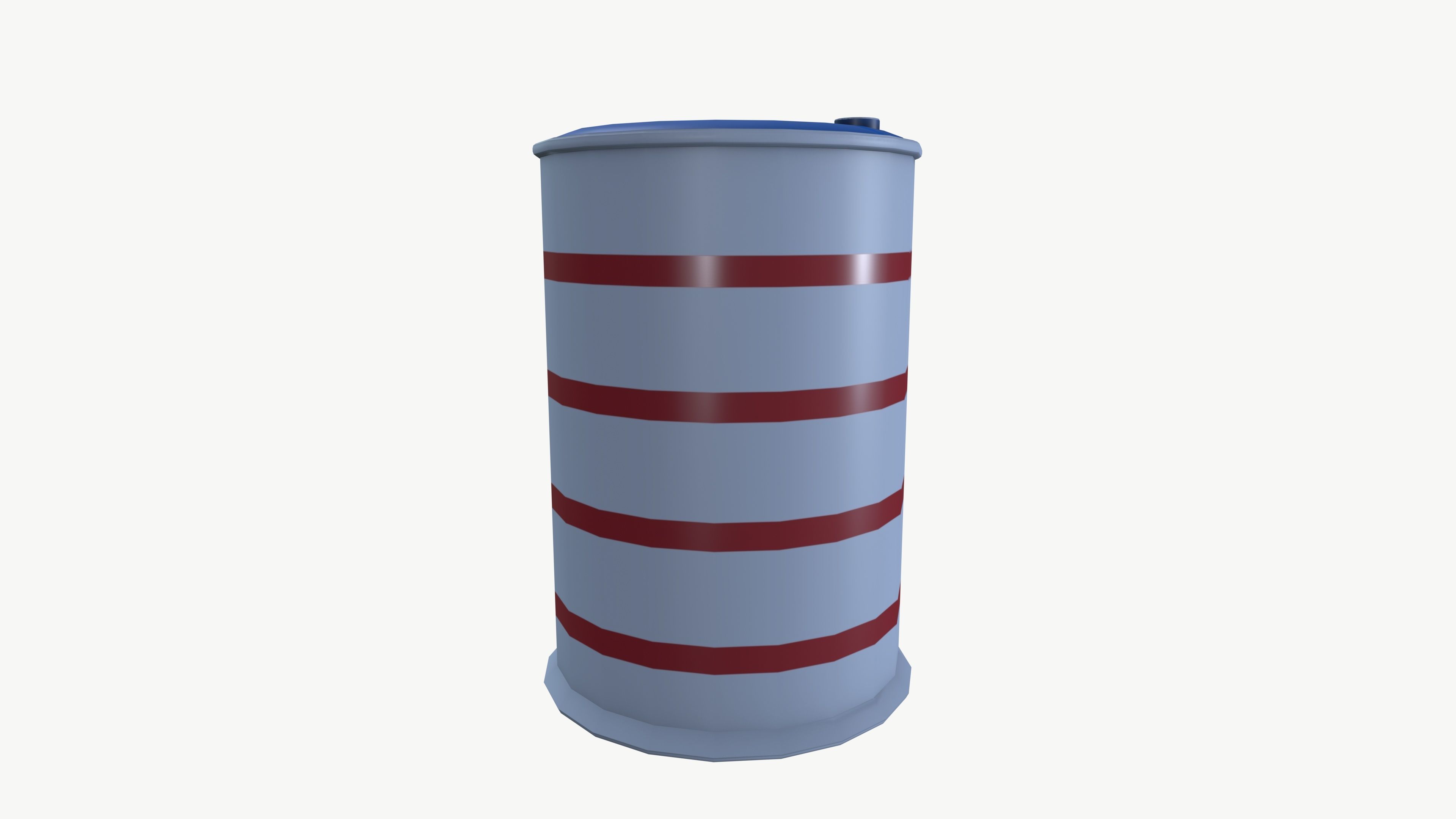 plastic barrel Low-poly 3D model_3