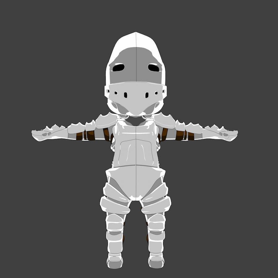 Pack Chibi Knights and Wizard - 6x Rigged Low Poly Characters Low-poly 3D model_24