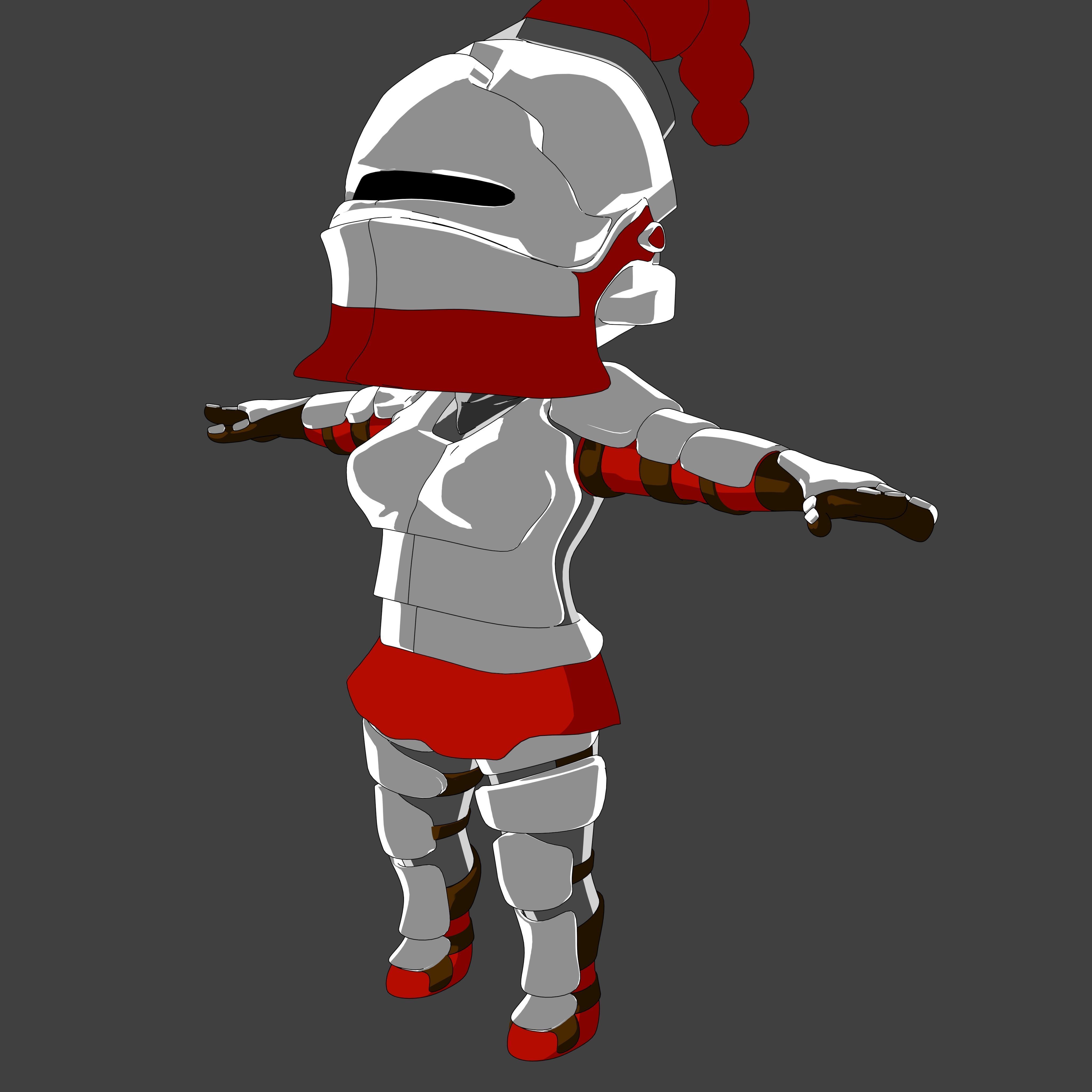 Pack Chibi Knights and Wizard - 6x Rigged Low Poly Characters Low-poly 3D model_4