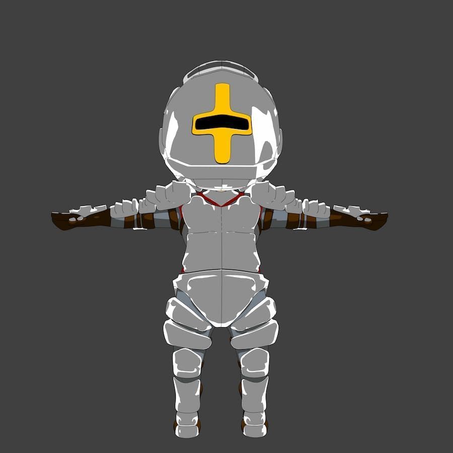 Pack Chibi Knights and Wizard - 6x Rigged Low Poly Characters Low-poly 3D model_11