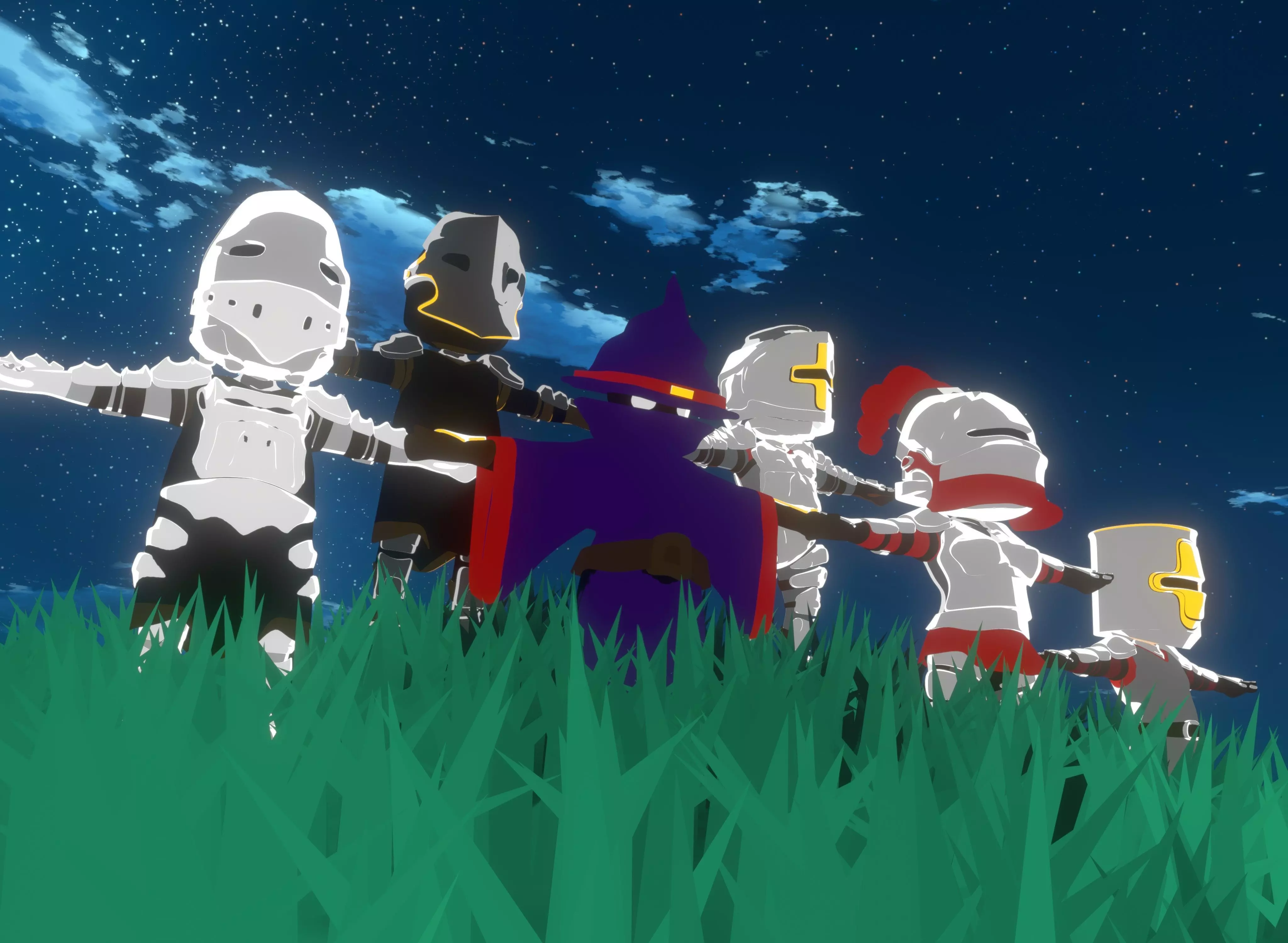 Pack Chibi Knights and Wizard - 6x Rigged Low Poly Characters Low-poly 3D model_0