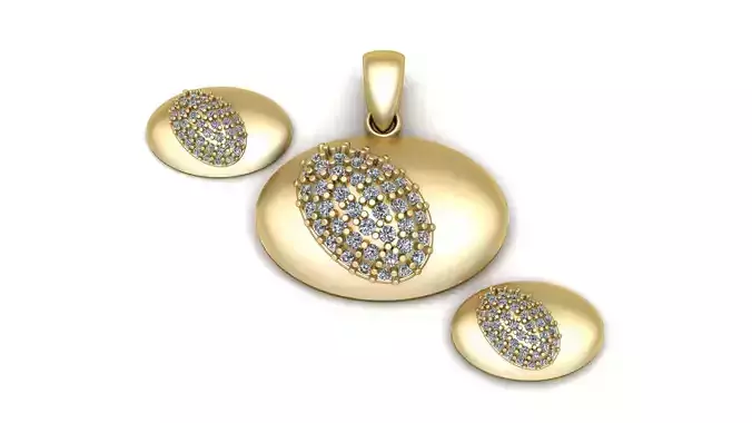 Women Fashion Daimond Pendant And earring 3d printable Model