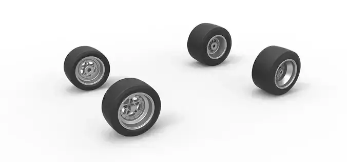 Wheel set of Asphalt Sprint car Scale 1 to 25