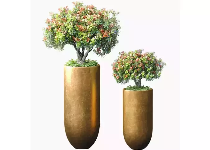 Decorative flowering tree classic gold tall vase urn  ArtDeco 