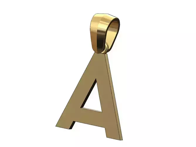 Simple A initial letter dashing font pendant charm with bail
