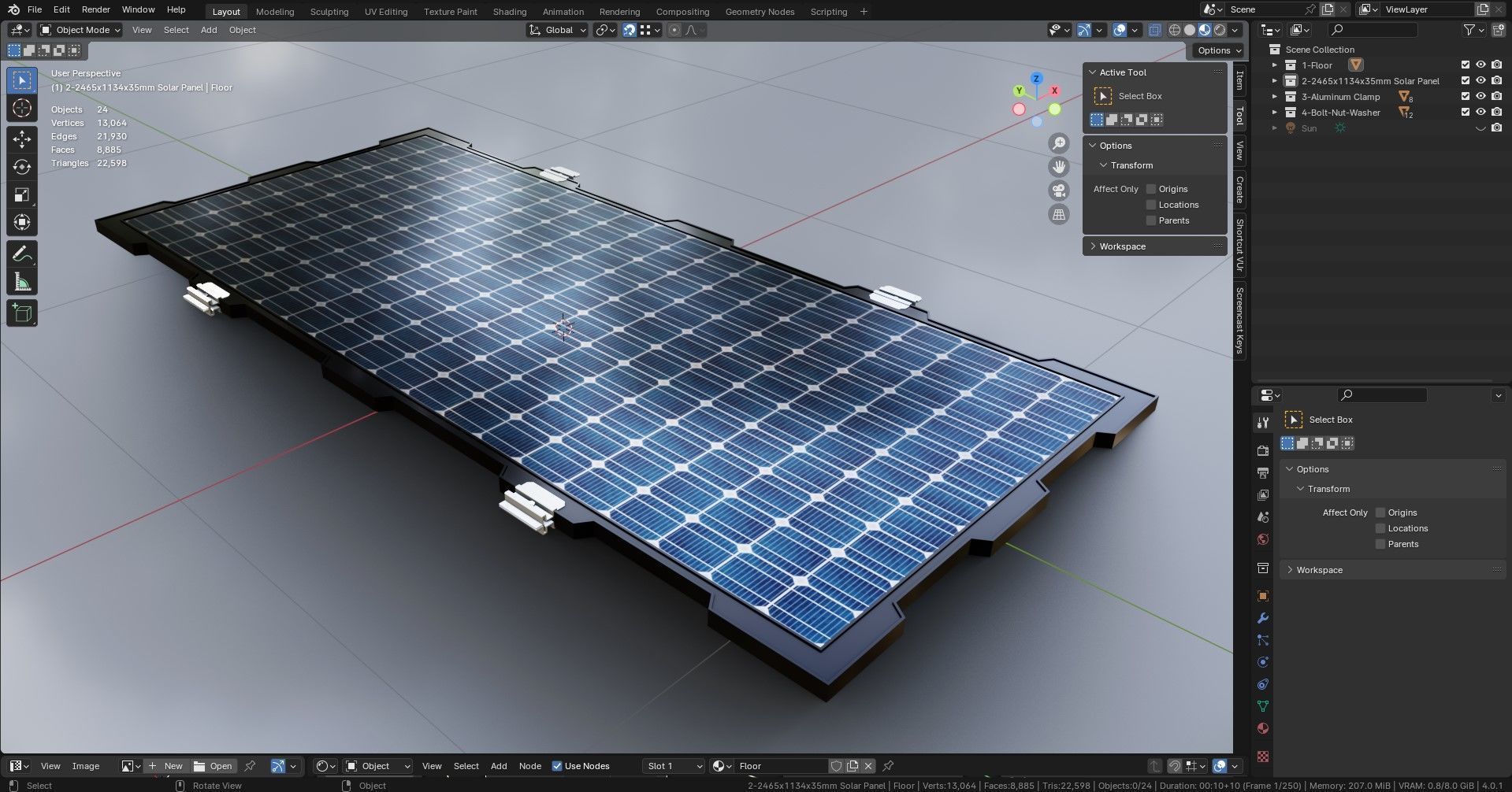 630W 2465x1134x35mm New Frame Solar Panel 3D model_25