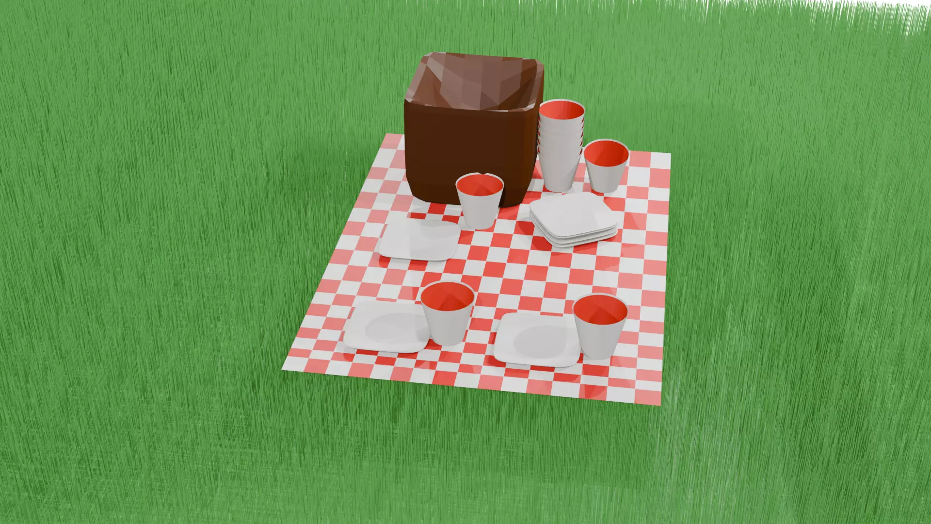 Picnic set Low-poly 3D model