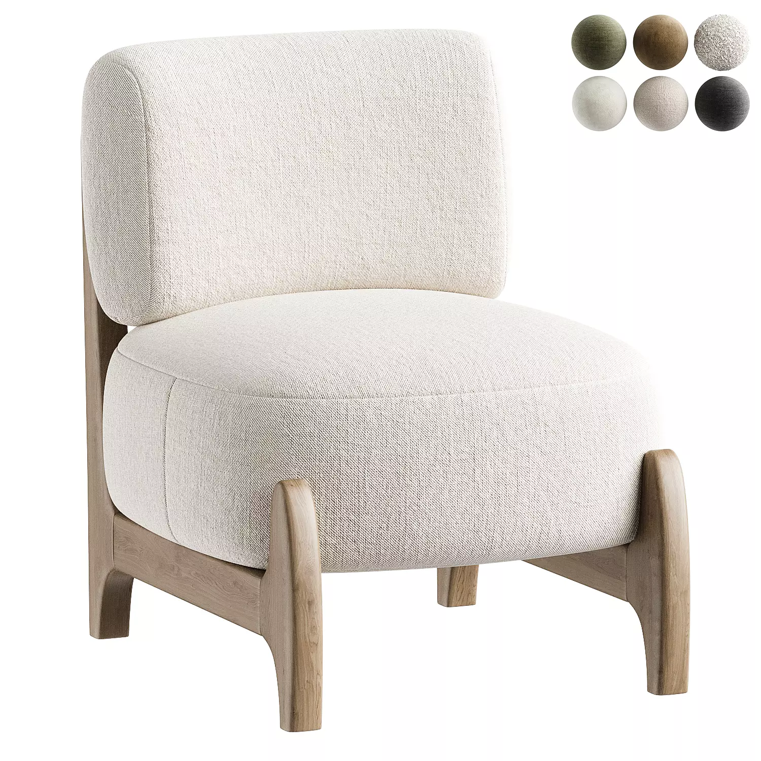armchair white 3D model_0