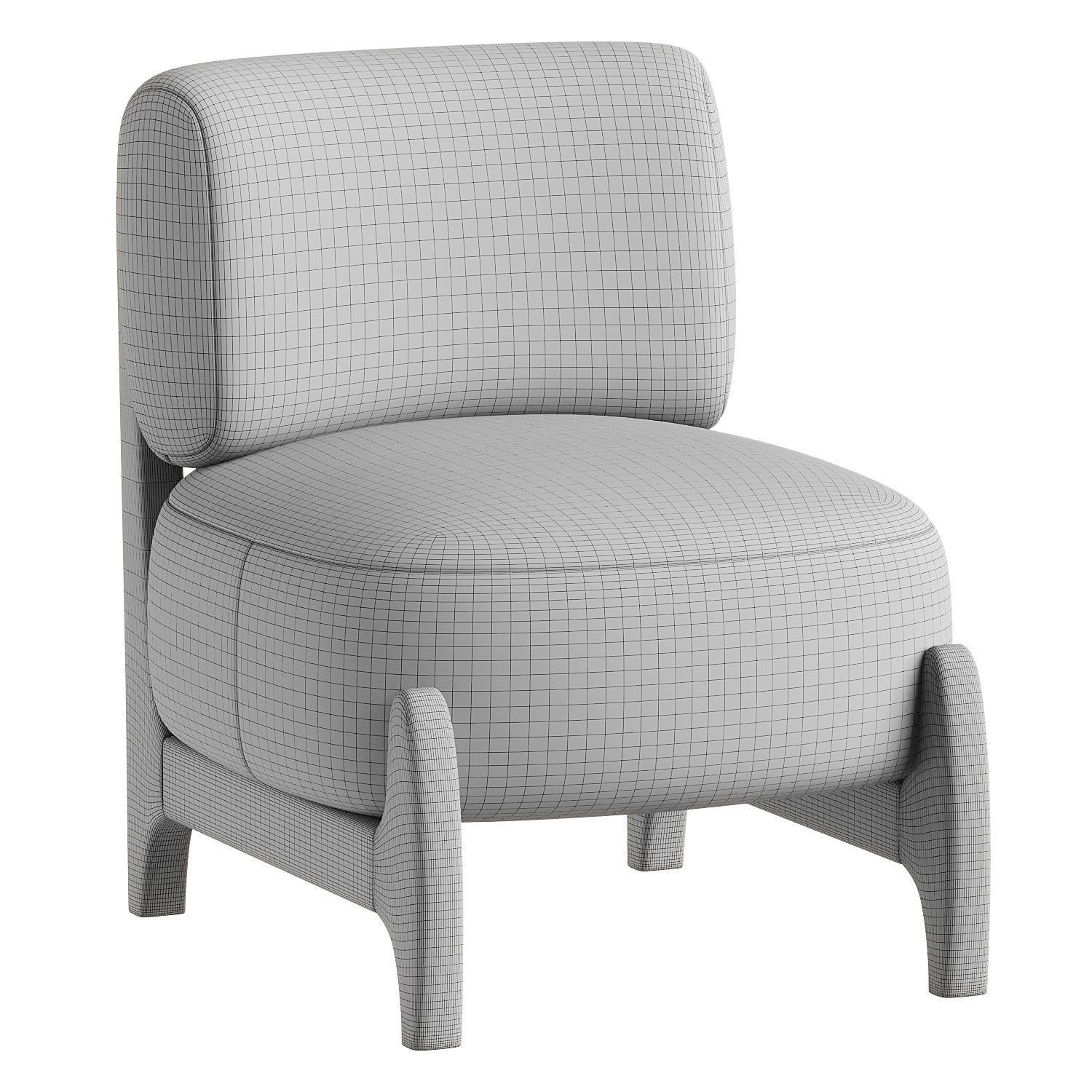 armchair white 3D model_6