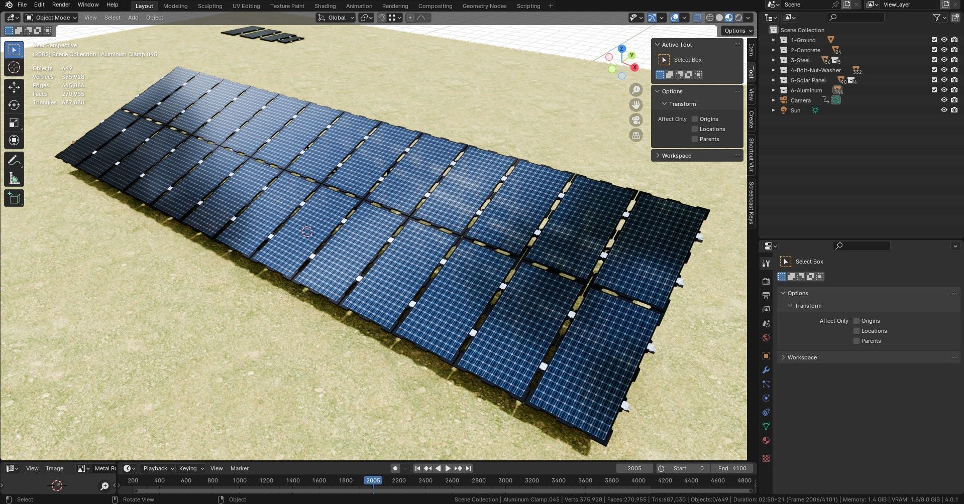 Sample Assembly for New Framed Solar Panel 3D model_31
