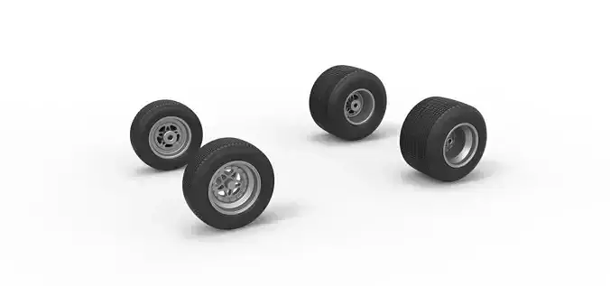 Wheel set of Dirt Sprint car Scale 1 to 25