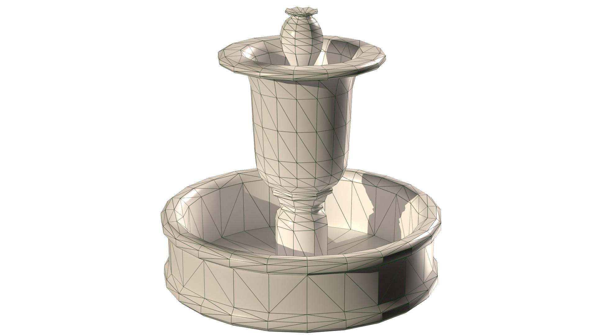 Ancient Water Fountain old dirty concrete Low-poly 3D model_4