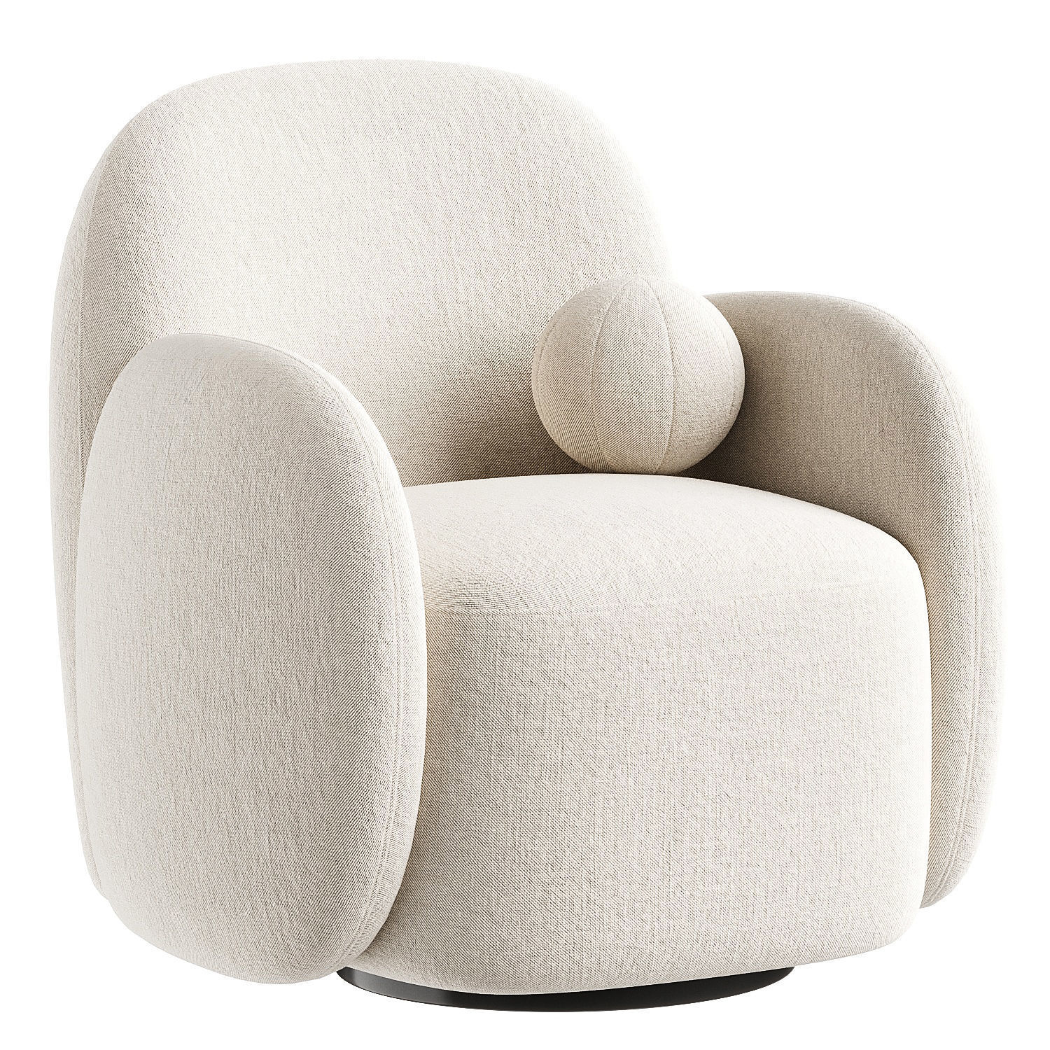 armchair white 4 3D model_4