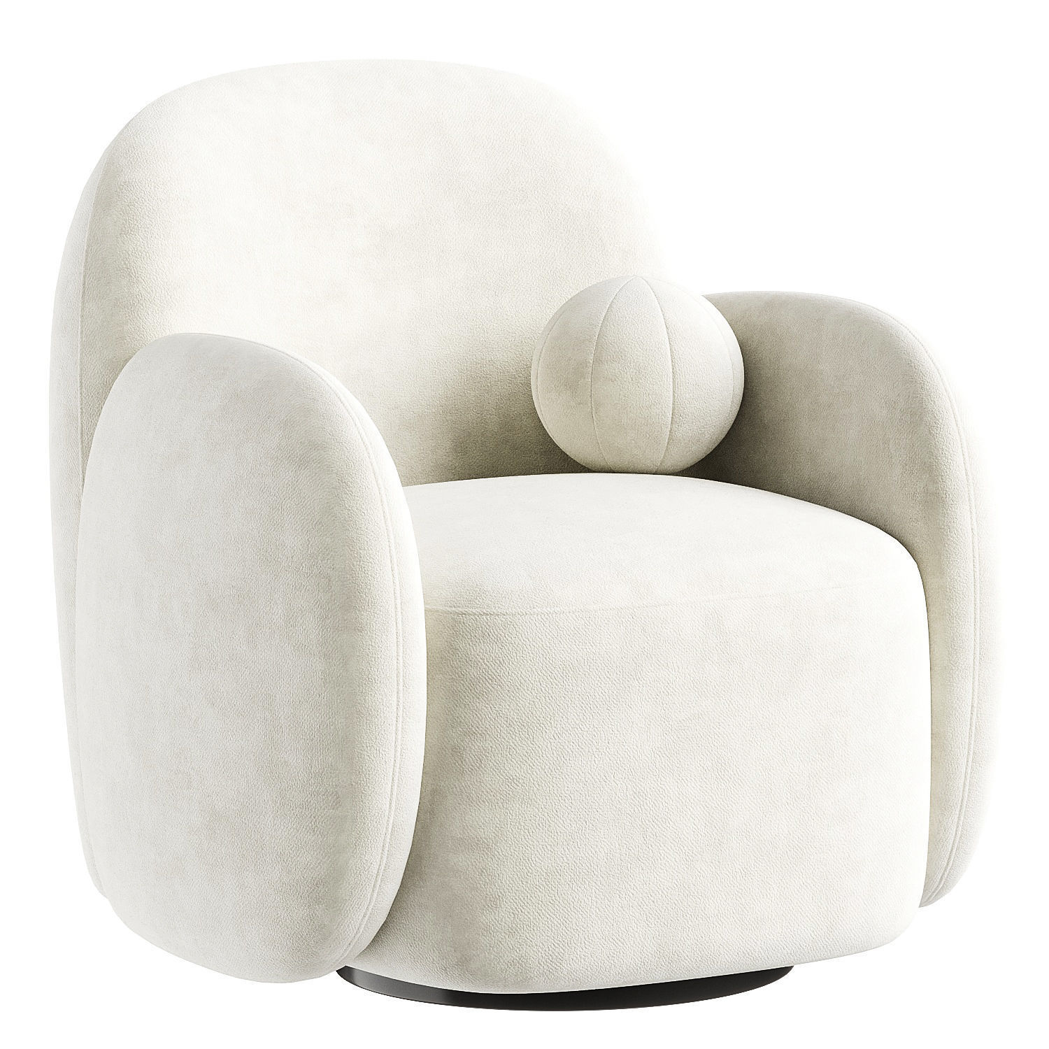armchair white 4 3D model_3