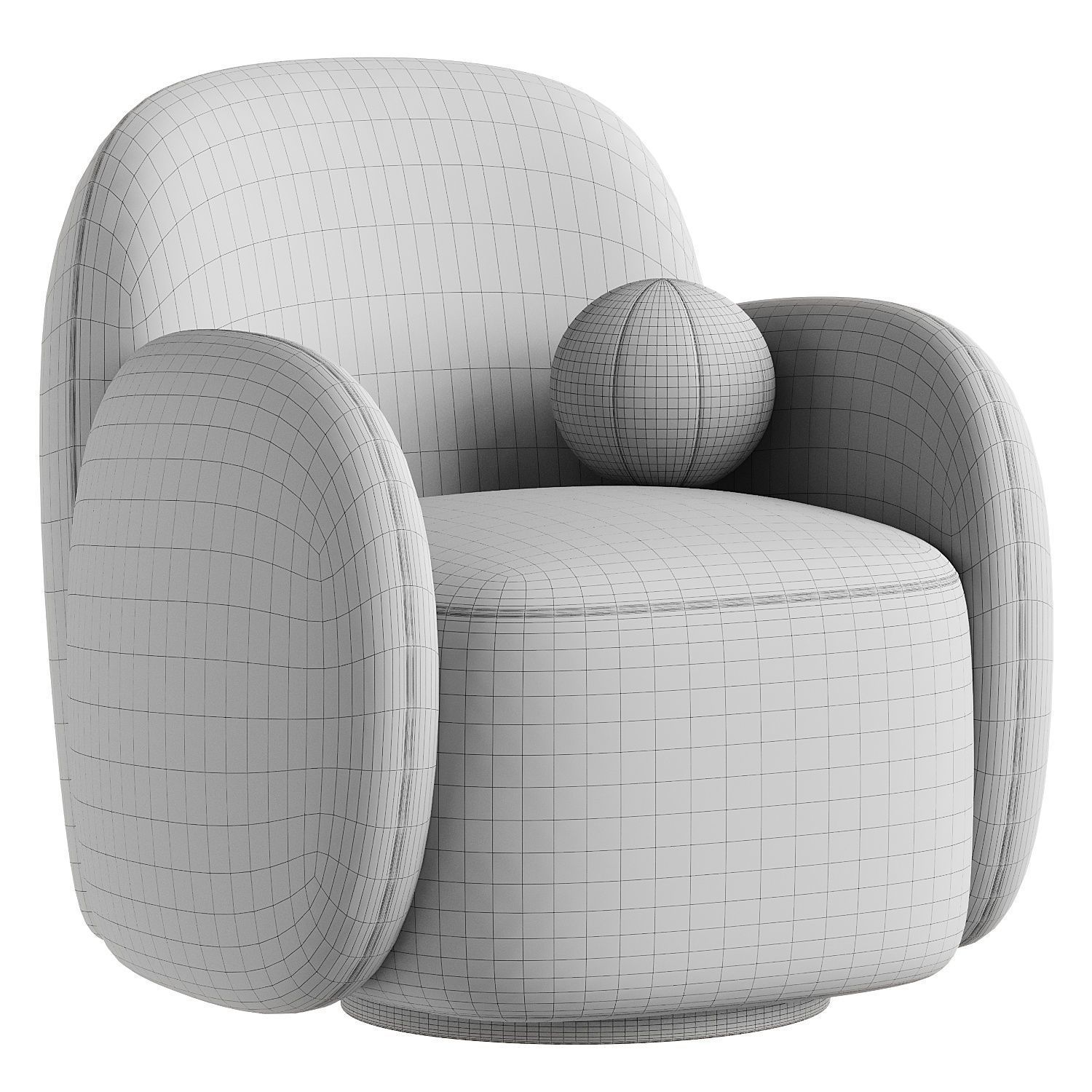 armchair white 4 3D model_6