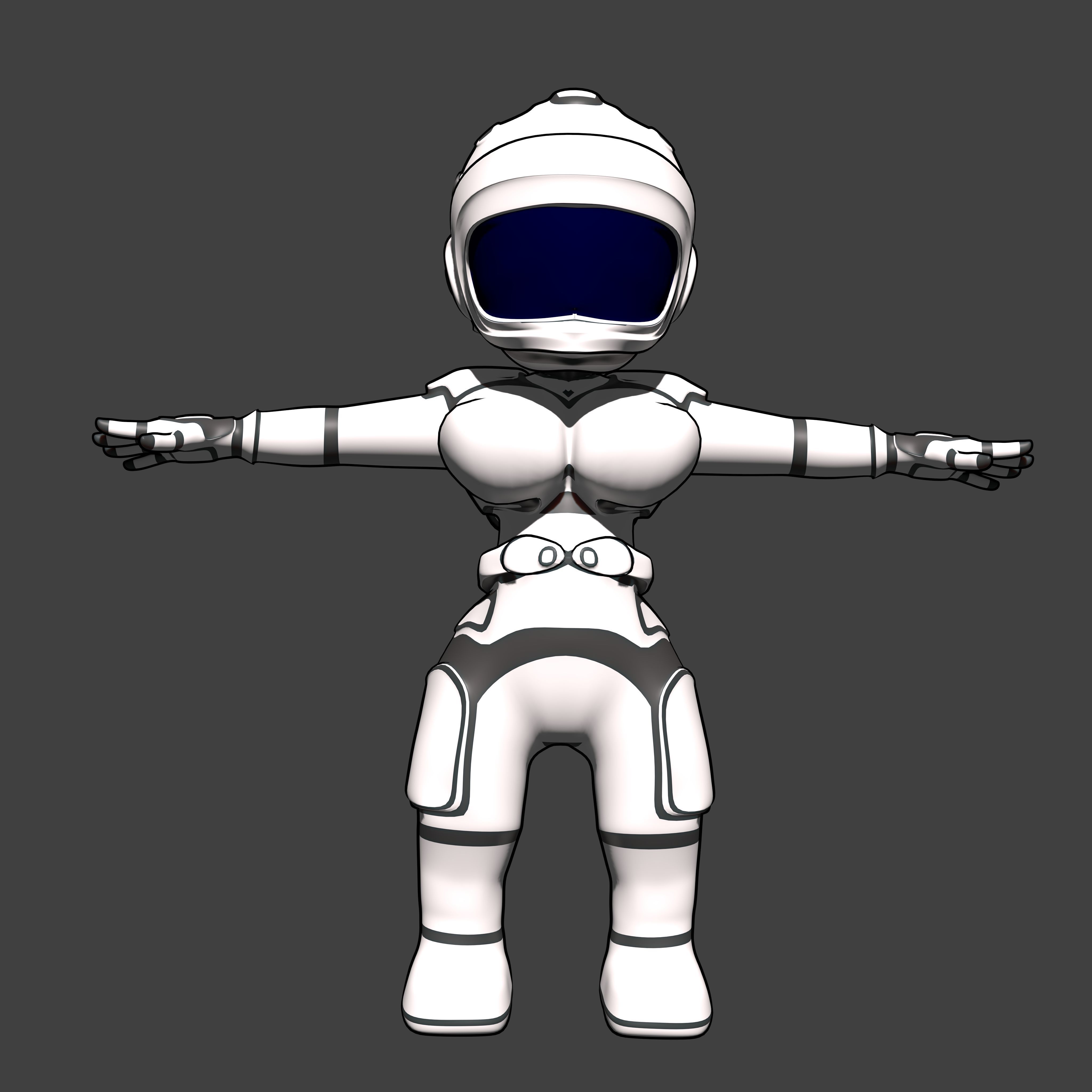 3D Chibi Astronaut - Customizable rigged Model Male or Female Low-poly 3D model_9