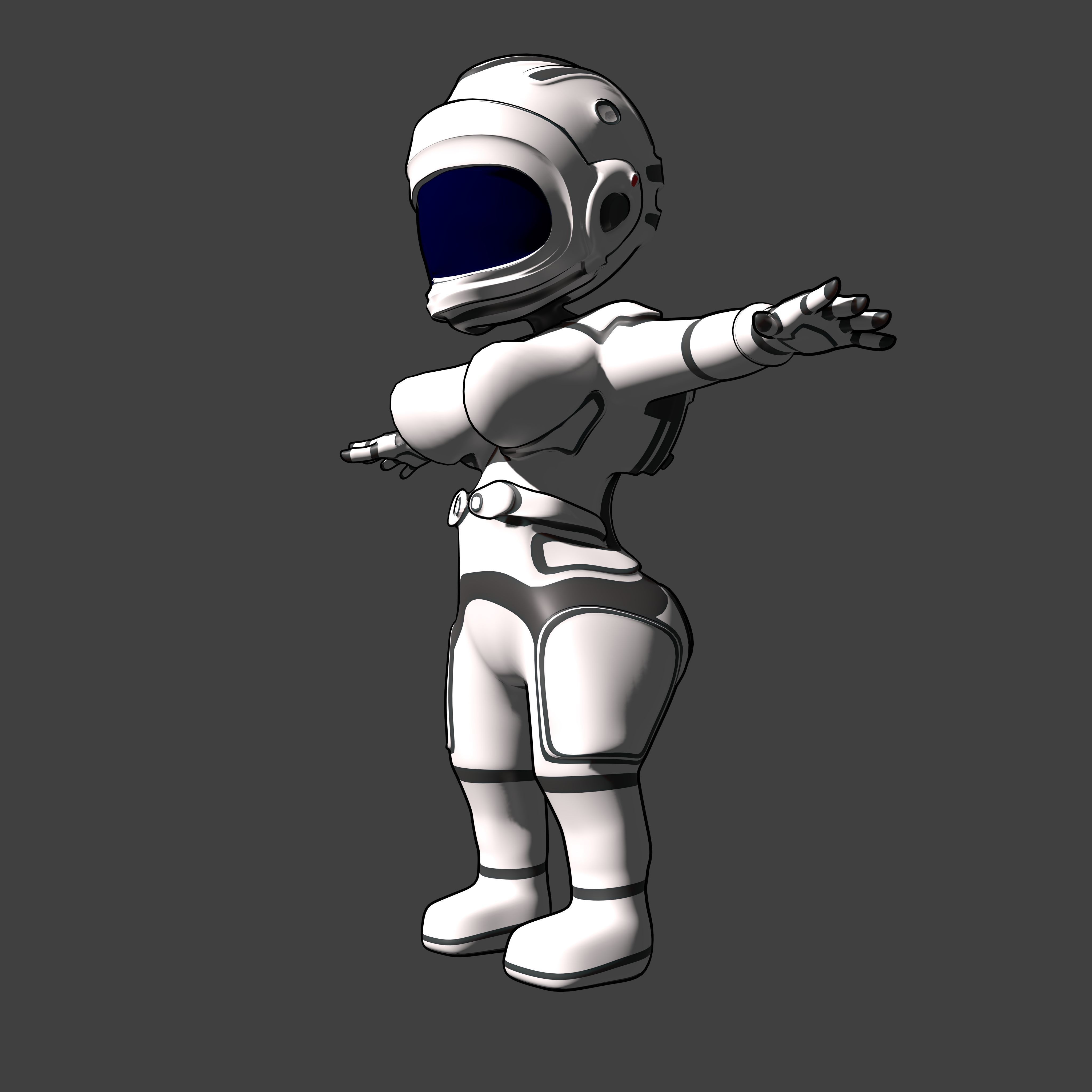 3D Chibi Astronaut - Customizable rigged Model Male or Female Low-poly 3D model_7