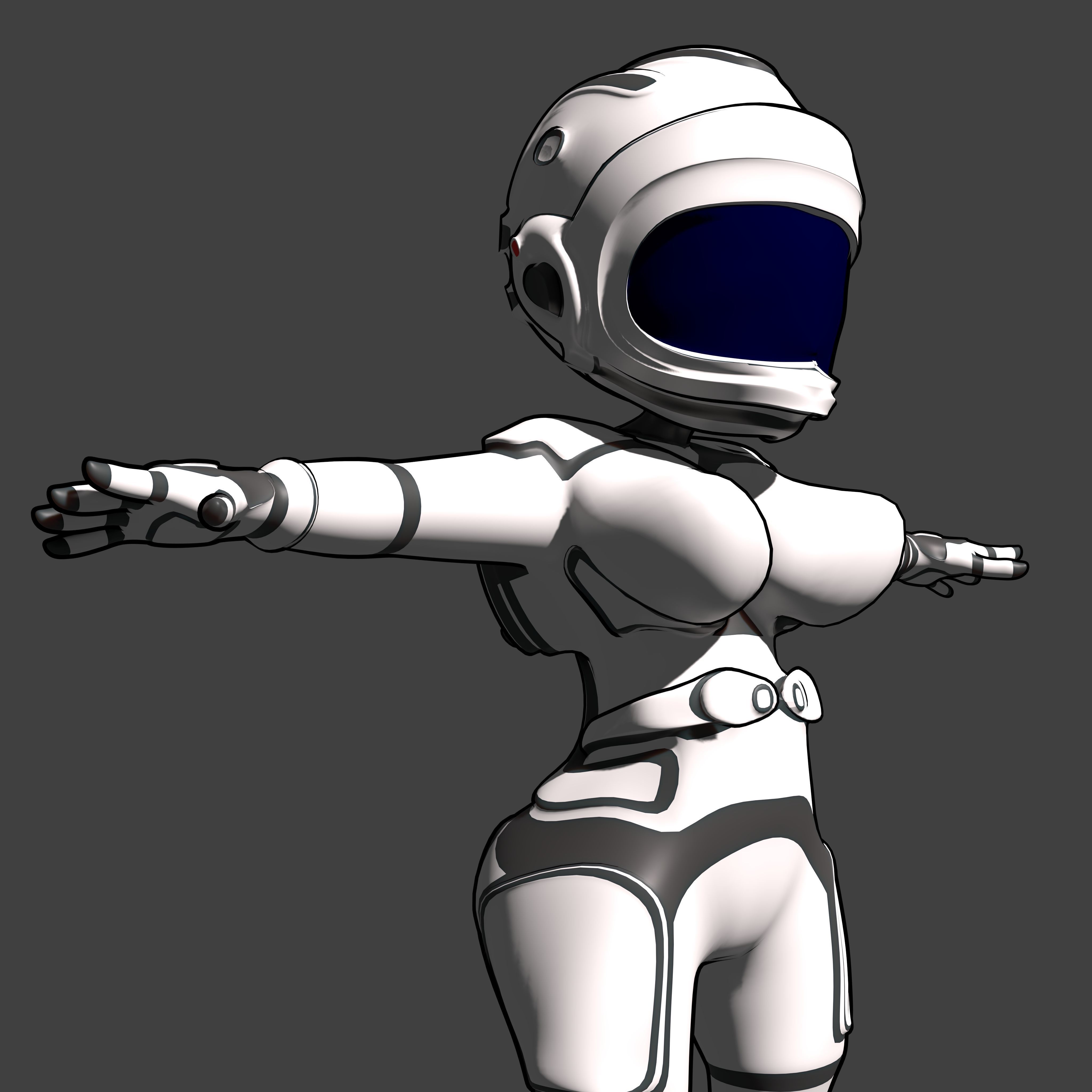 3D Chibi Astronaut - Customizable rigged Model Male or Female Low-poly 3D model_2