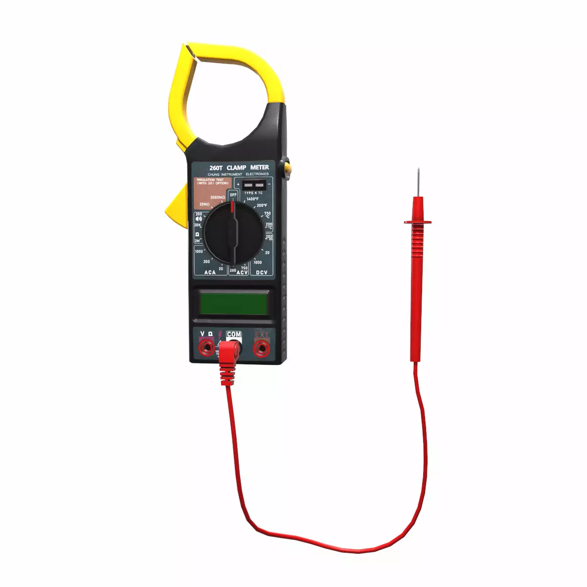 Digital AC Clamp Meter Low Poly  Low-poly 3D model_0