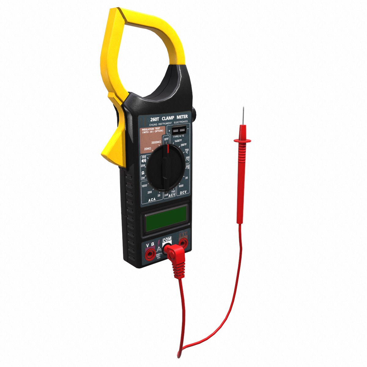 Digital AC Clamp Meter Low Poly  Low-poly 3D model_13