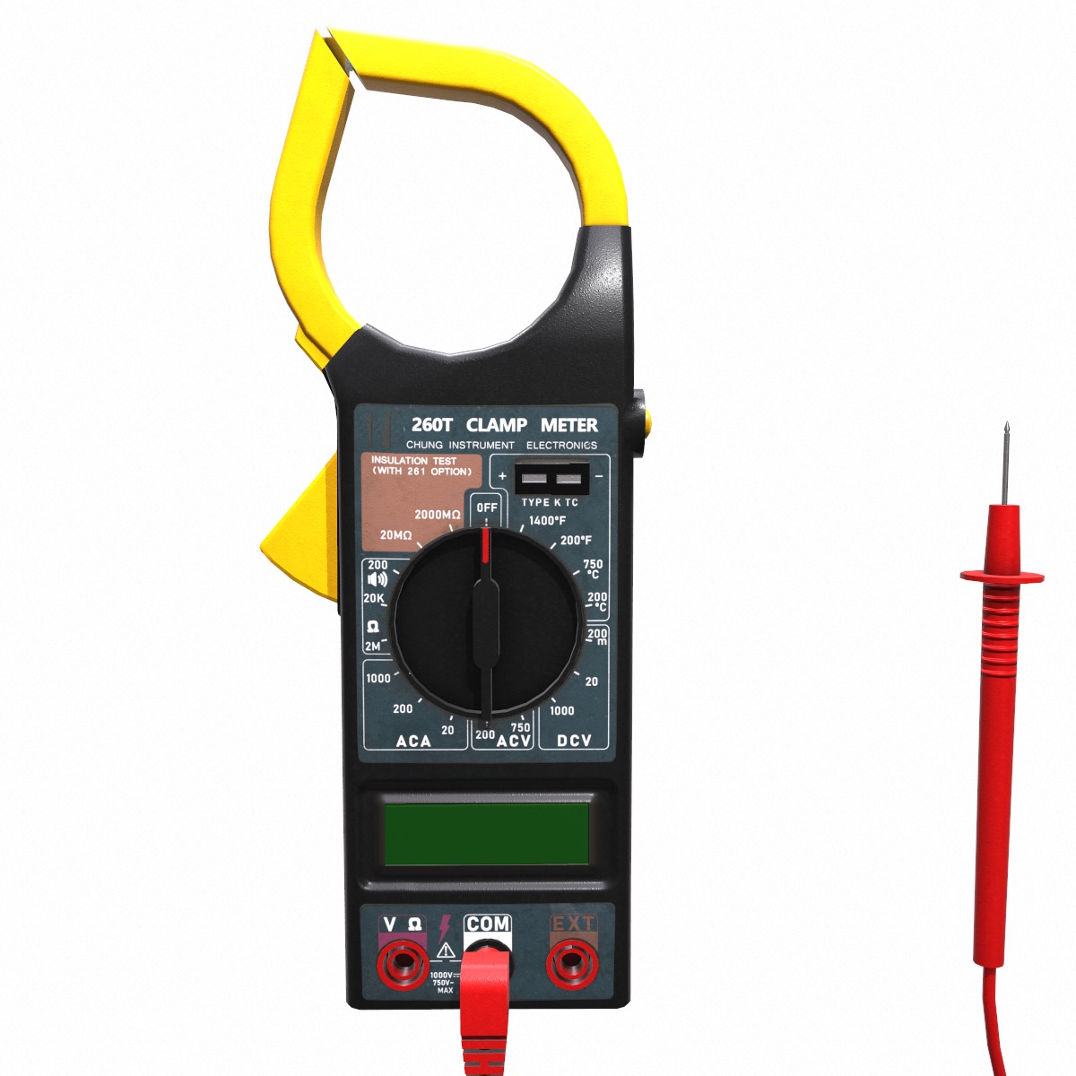 Digital AC Clamp Meter Low Poly  Low-poly 3D model_2