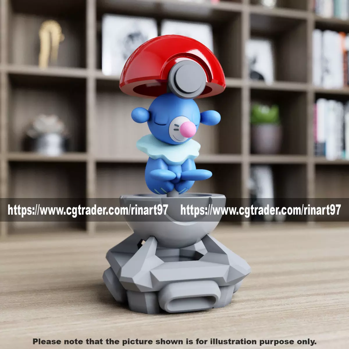 Popplio in the pokeball from Pokemon 3D print model