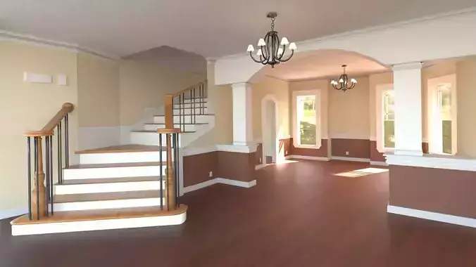 Staircase and Windows Room Interior 