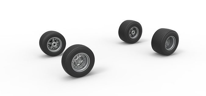 Wheel set of Northeast Dirt Modified stock car Scale 1 to 25 3D print model