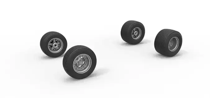 Wheel set of Northeast Dirt Modified stock car Scale 1 to 25