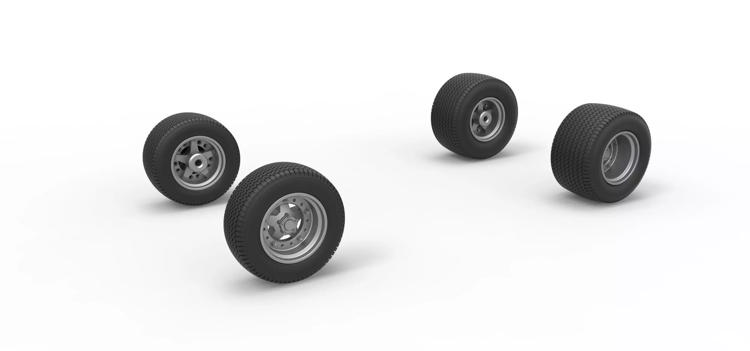 Wheel set of Northeast Dirt Modified stock car Scale 1 to 25 3D print model_0