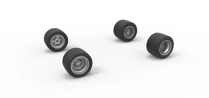 Wheel set of Asphalt Supermodified stock car Scale 1 to 25