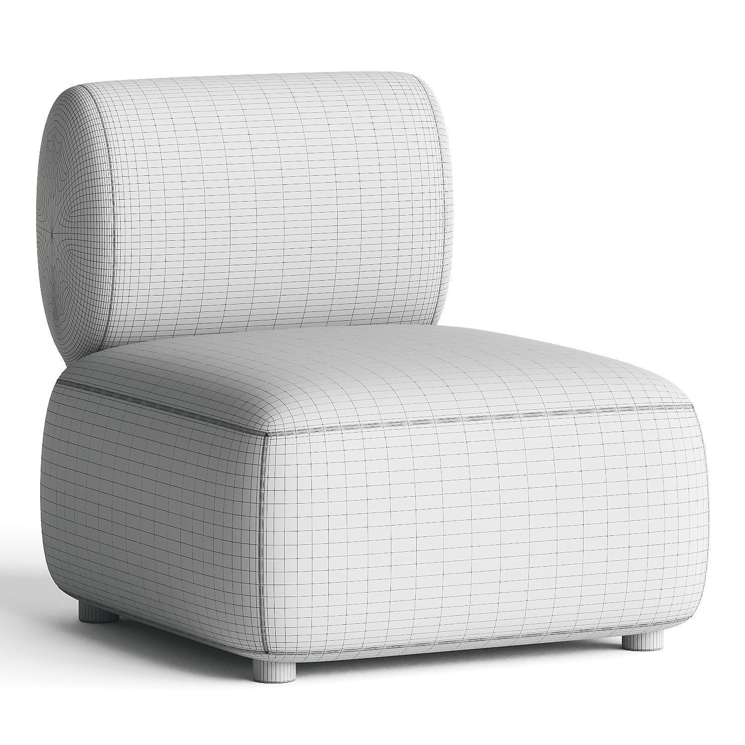 armchair red 2 3D model_3