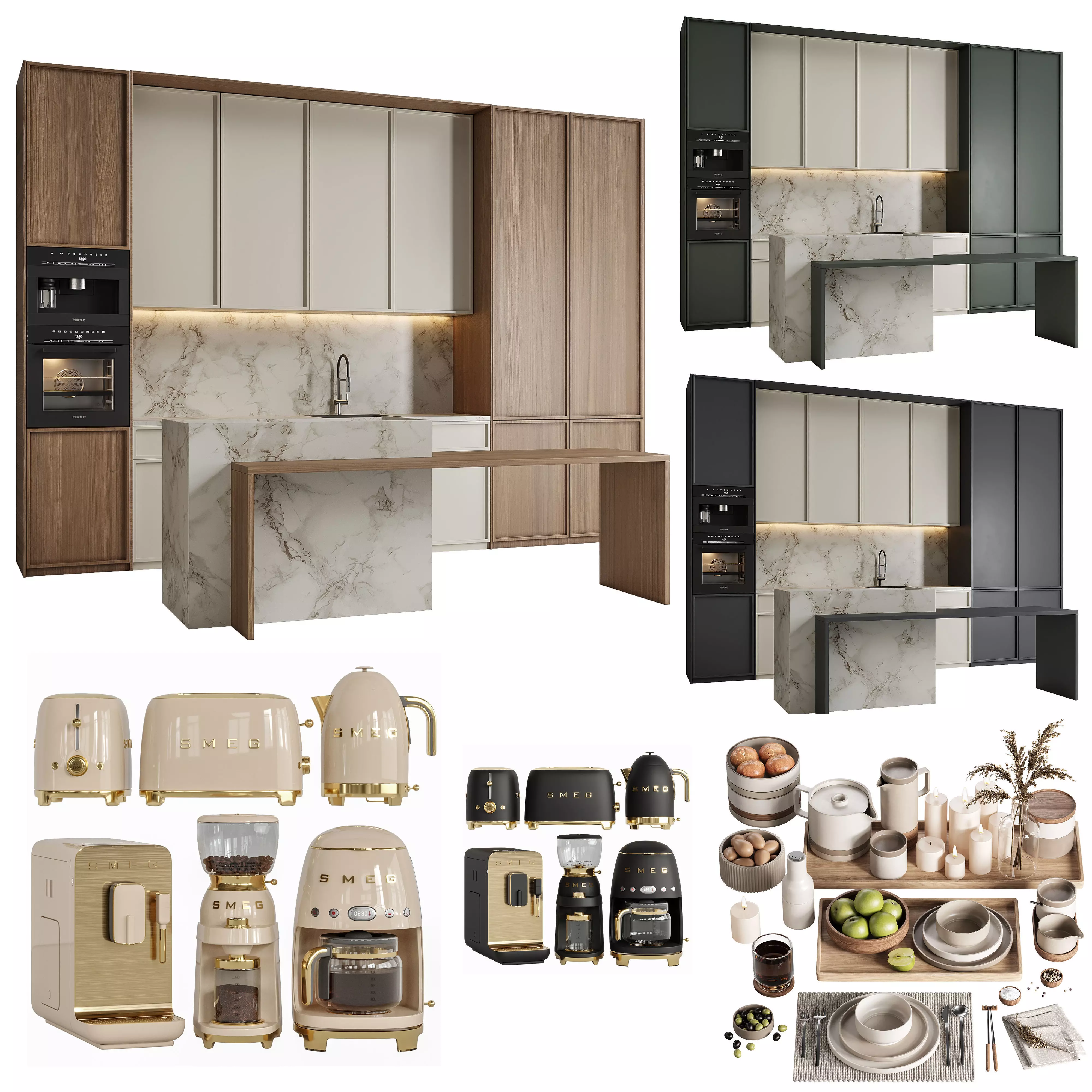 Modern kitchen and decorations and small appliances 3D Model Collection_0
