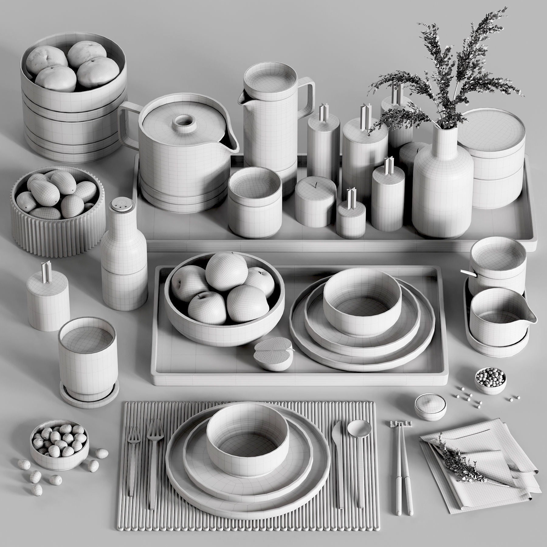 Modern kitchen and decorations and small appliances 3D Model Collection_16