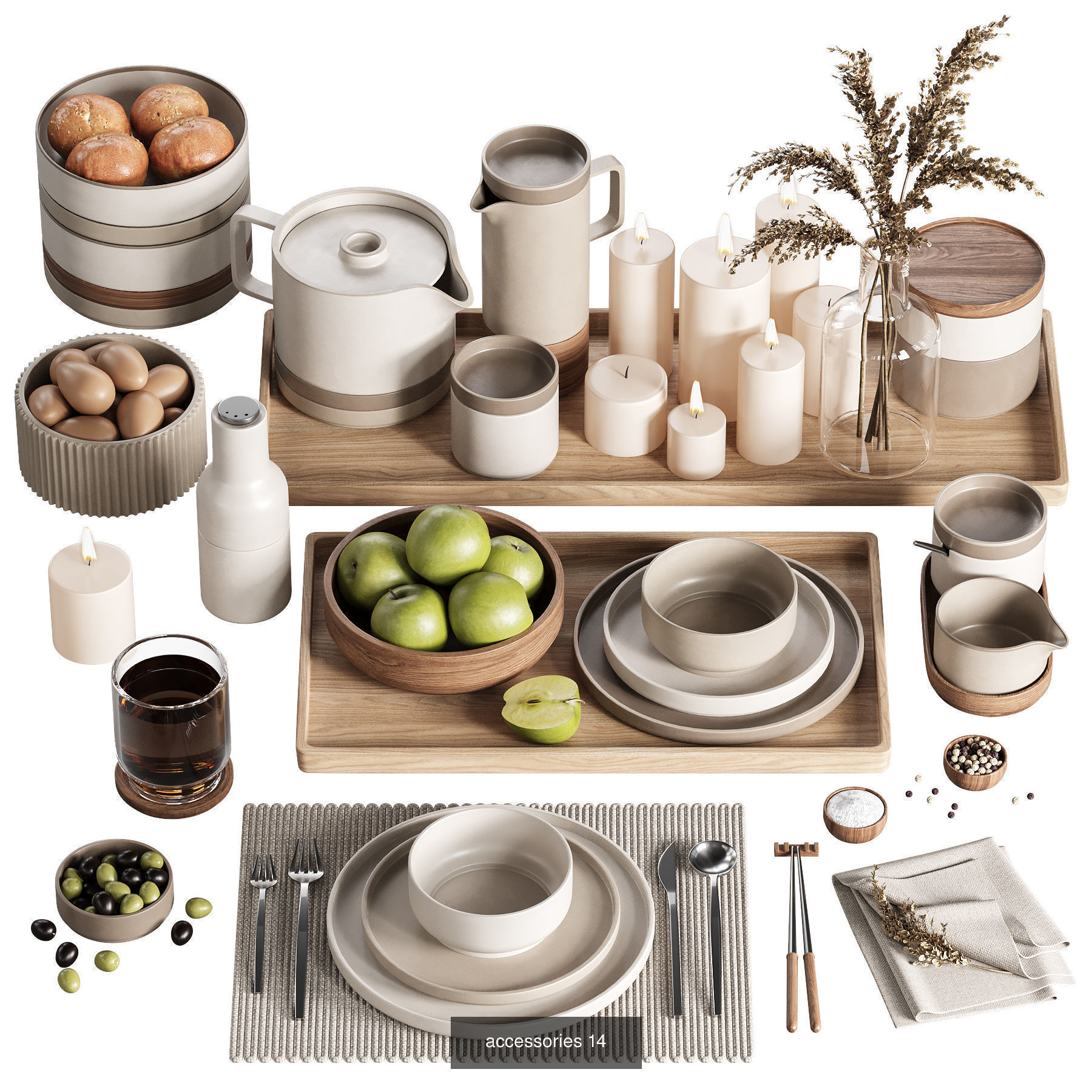 Modern kitchen and decorations and small appliances 3D Model Collection_3