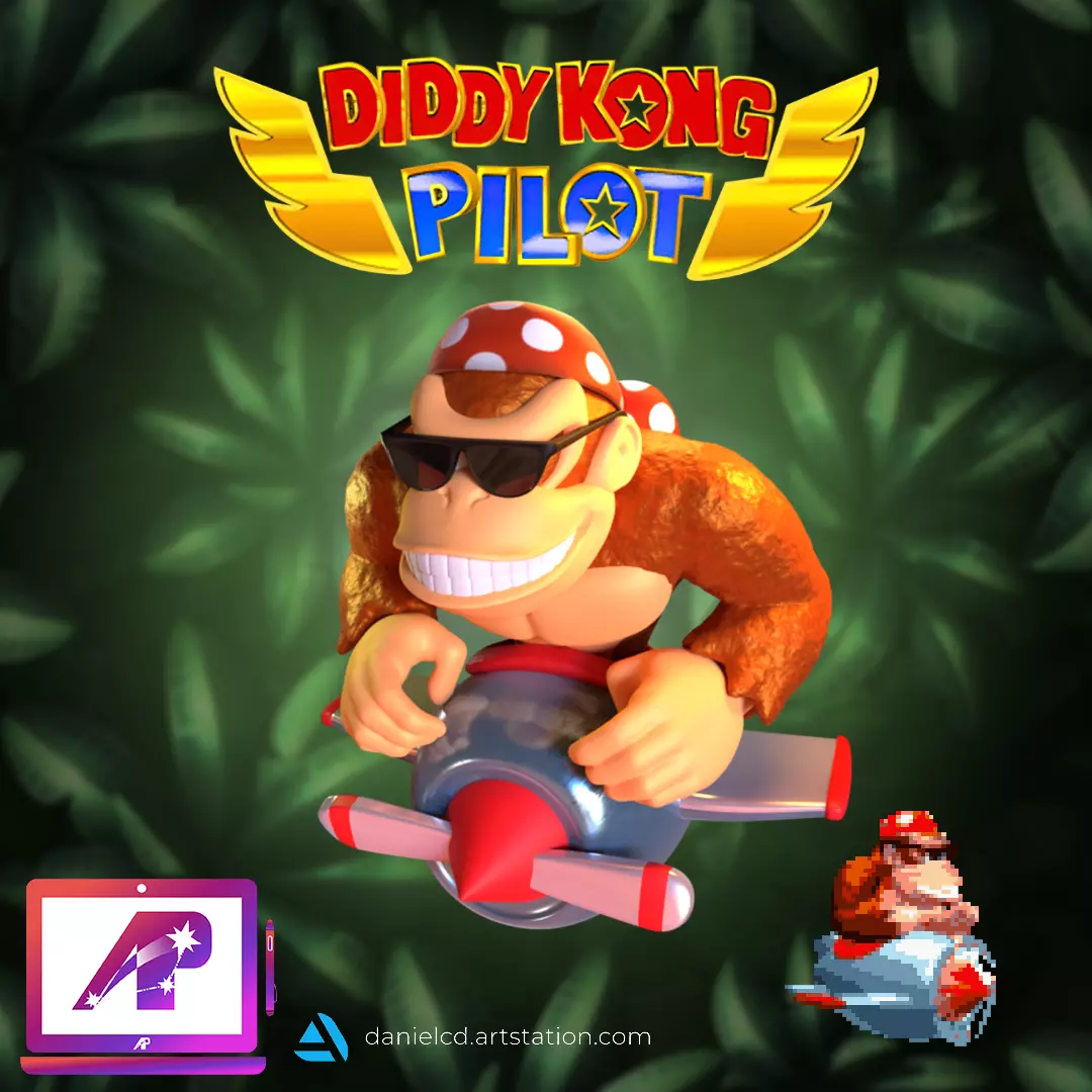 Diddy Kong Pilot Funky Kong 3D print model_0