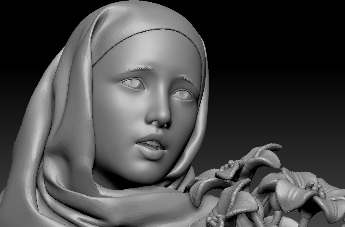 Virgin Mary with angel Gabriel printable 3D print model_10