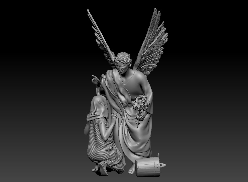 Virgin Mary with angel Gabriel printable 3D print model_1